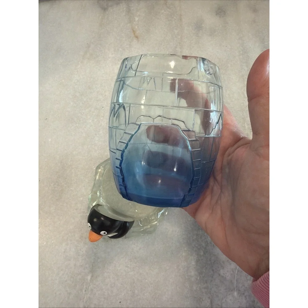 Vintage Heavy Acrylic Color mate Penguin/igloo Wastebasket cup toothbrush Holder